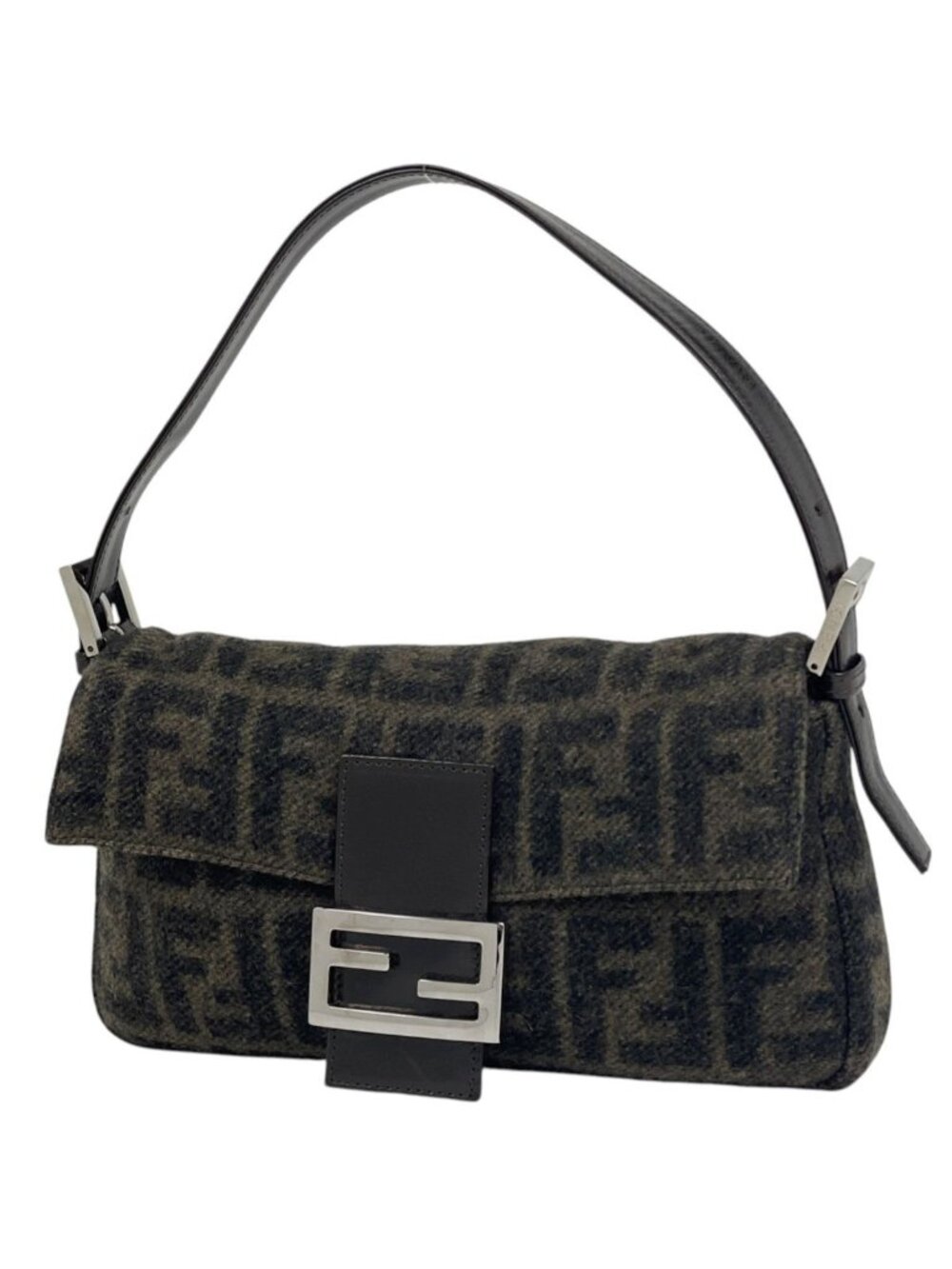 Fendi Shoulder Bag Zucca Pattern Mamma Baguette Fabric Brown